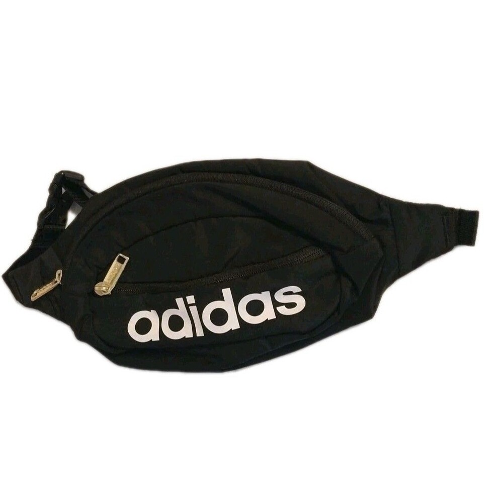 Adidas Black Waist Bag Fanny Pack Crossbody Adjustable 2 Zip Compartments
